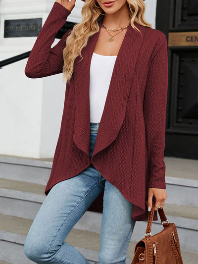 Long Sleeve Solid Color Casual Twist Knit Cardigan