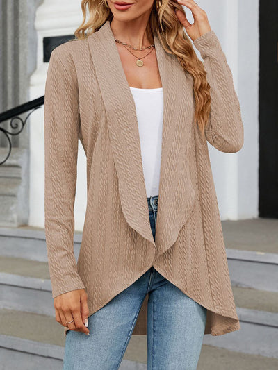 Long Sleeve Solid Color Casual Twist Knit Cardigan