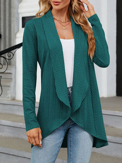 Long Sleeve Solid Color Casual Twist Knit Cardigan