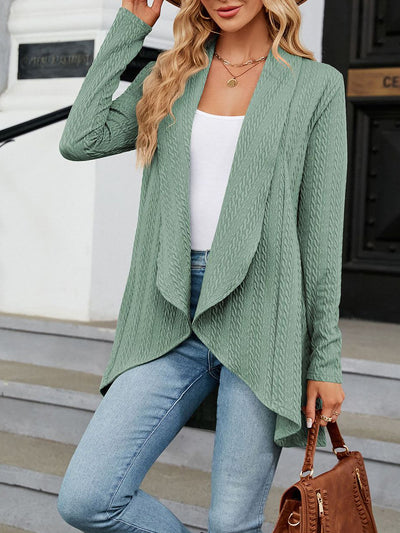 Long Sleeve Solid Color Casual Twist Knit Cardigan