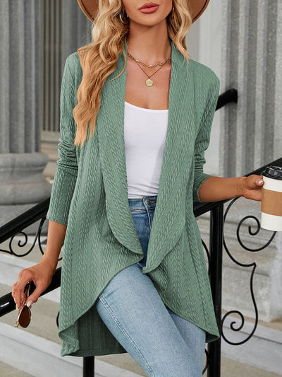 Long Sleeve Solid Color Casual Twist Knit Cardigan