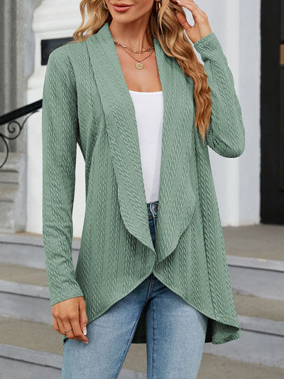 Long Sleeve Solid Color Casual Twist Knit Cardigan