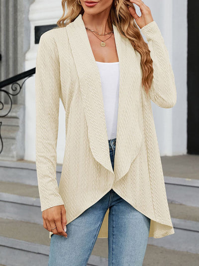 Long Sleeve Solid Color Casual Twist Knit Cardigan