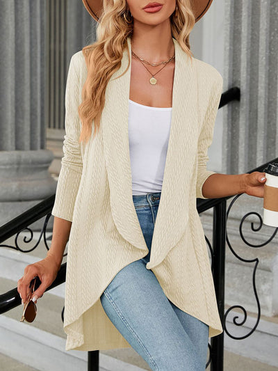 Long Sleeve Solid Color Casual Twist Knit Cardigan