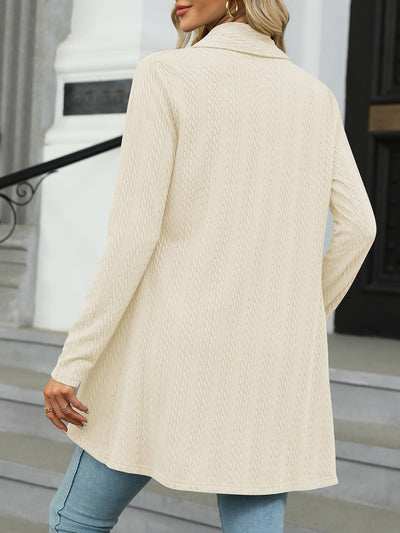 Long Sleeve Solid Color Casual Twist Knit Cardigan