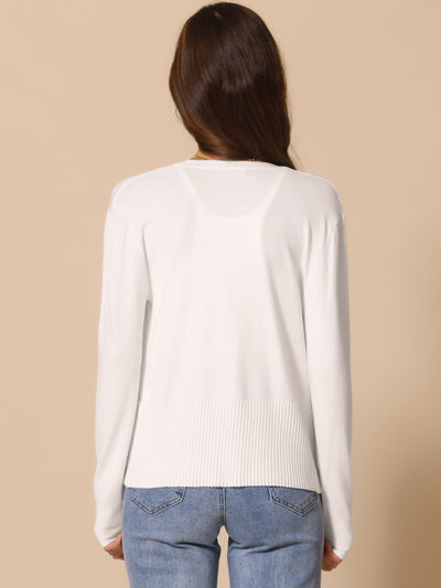 Casual Open Front Cardigan for Women's Long Sleeve Sweater Peplum Knit Outwear