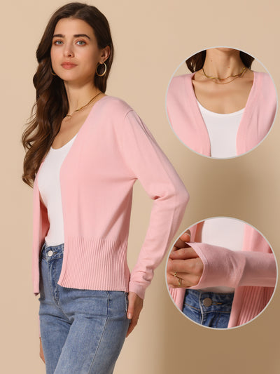 Casual Open Front Cardigan for Women's Long Sleeve Sweater Peplum Knit Outwear