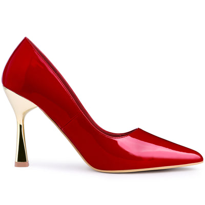 Women's Shiny PU Leather Pointed Toe Stiletto Heels Pumps