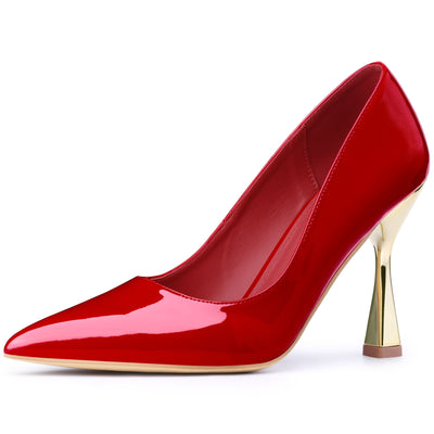 Women's Shiny PU Leather Pointed Toe Stiletto Heels Pumps