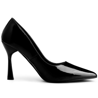 Women's Shiny PU Leather Pointed Toe Stiletto Heels Pumps