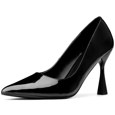 Women's Shiny PU Leather Pointed Toe Stiletto Heels Pumps