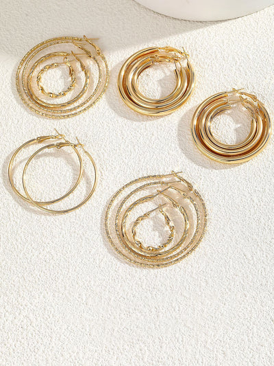 8 Pairs Alloy Versatile Hoop Earrings Set