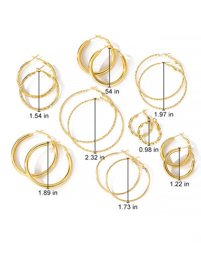 8 Pairs Alloy Versatile Hoop Earrings Set