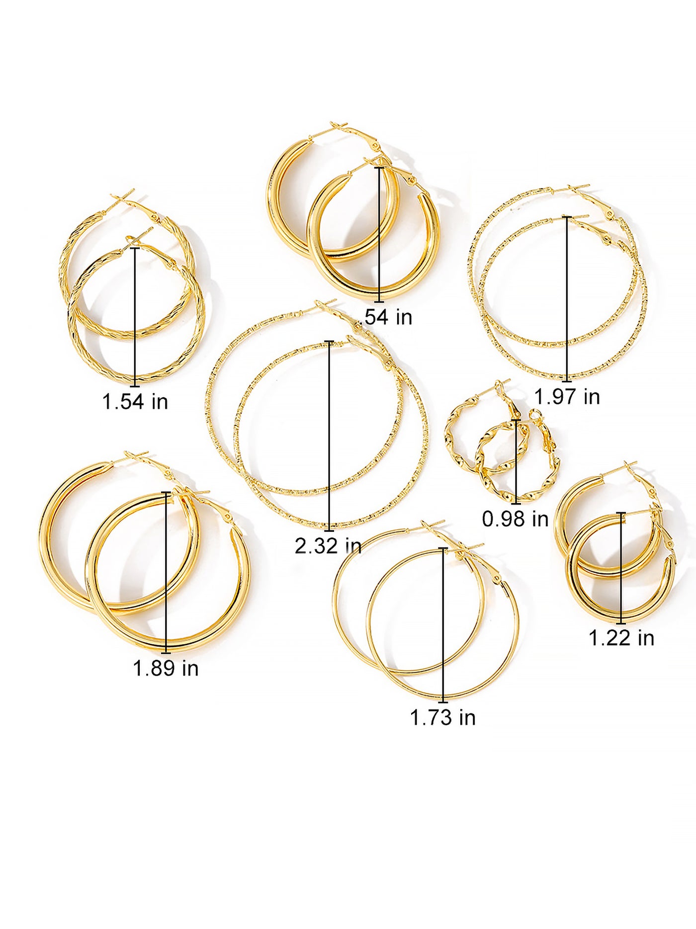 Allegra K 8 Pairs Alloy Versatile Hoop Earrings Set