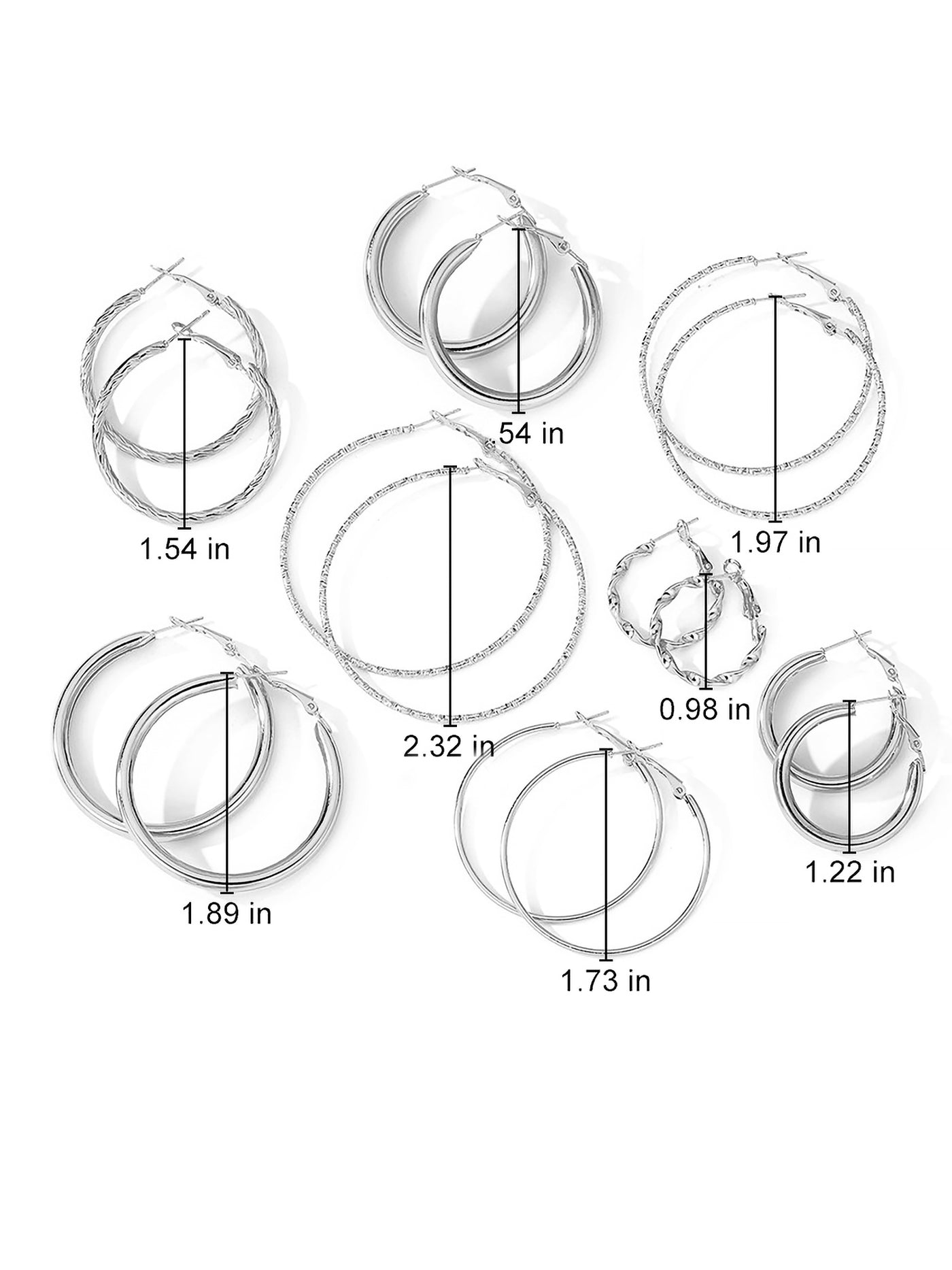 Allegra K 8 Pairs Alloy Versatile Hoop Earrings Set