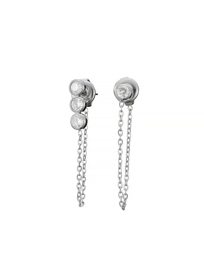 Faux Rhinestone Alloy Asymmetrical Chain Earrings