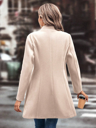 Notched Lapel Single Breasted Long Sleeves Coat