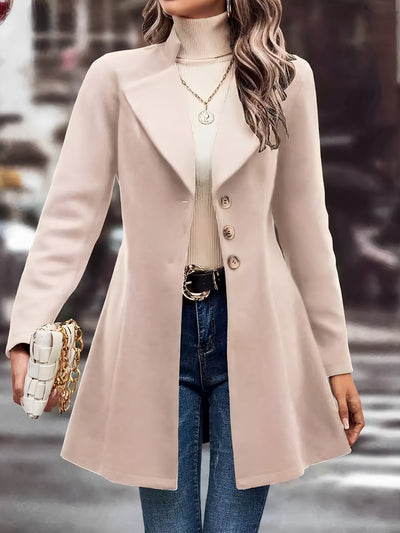 Notched Lapel Single Breasted Long Sleeves Coat