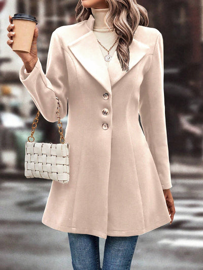 Notched Lapel Single Breasted Long Sleeves Coat