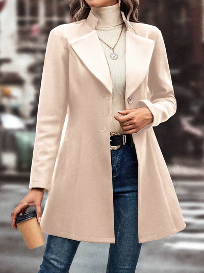 Notched Lapel Single Breasted Long Sleeves Coat