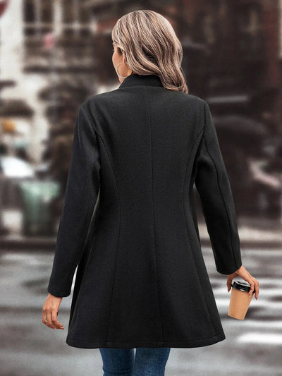 Notched Lapel Single Breasted Long Sleeves Coat