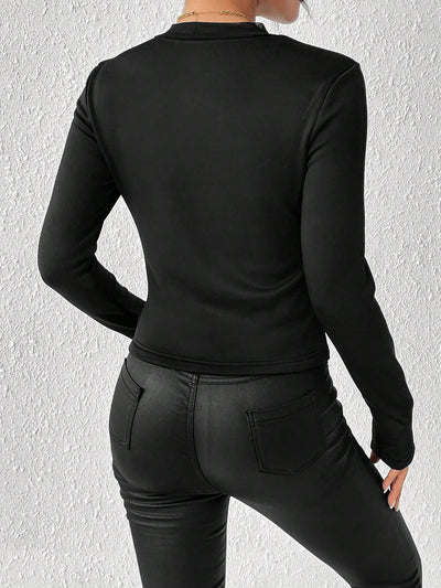 Fleece Thermal Solid Color Long Sleeves Blouse