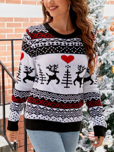 Christmas Deer Long Sleeves Pullover Sweater