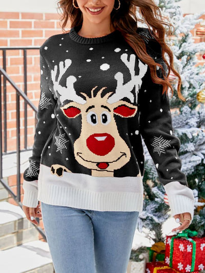 Christmas Deer Long Sleeves Pullover Sweater