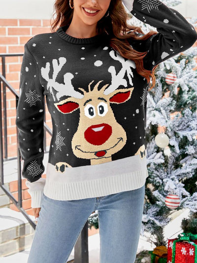 Christmas Deer Long Sleeves Pullover Sweater