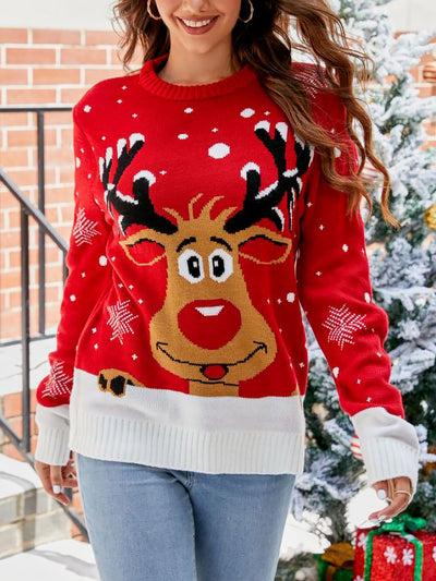 Christmas Deer Long Sleeves Pullover Sweater