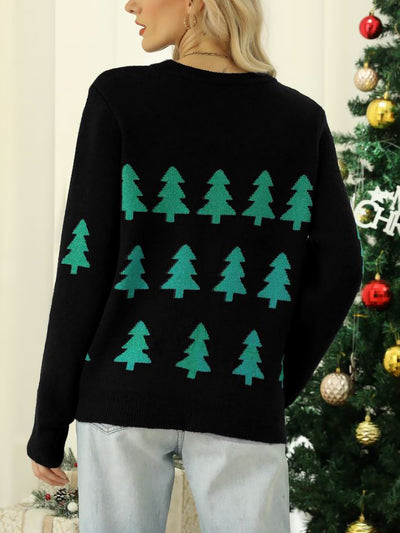 Christmas Tree Sequin Pullover Long Sleeve Sweater