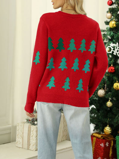 Christmas Tree Sequin Pullover Long Sleeve Sweater