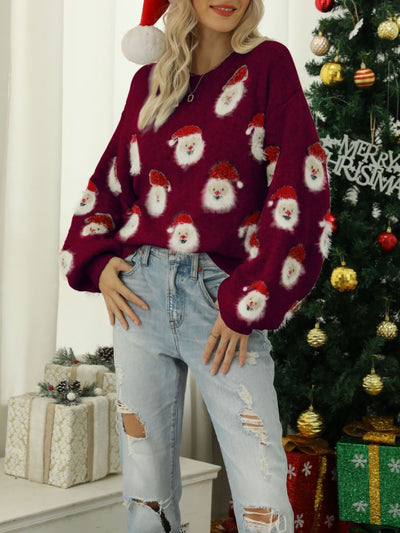 Christmas Santa Claus Pullover Long Sleeve Sweater