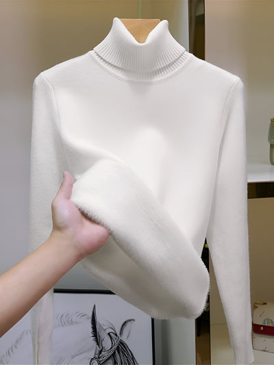 Fleece Thermal Turtle Neck Long Sleeves Sweater