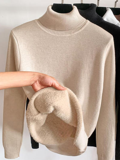 Fleece Thermal Turtle Neck Long Sleeves Sweater