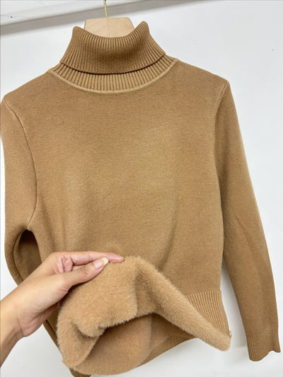 Fleece Thermal Turtle Neck Long Sleeves Sweater