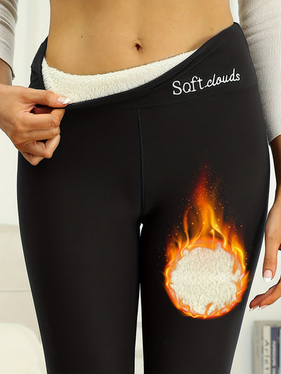 Fleece Thermal Solid Color Slim Fit Leggings