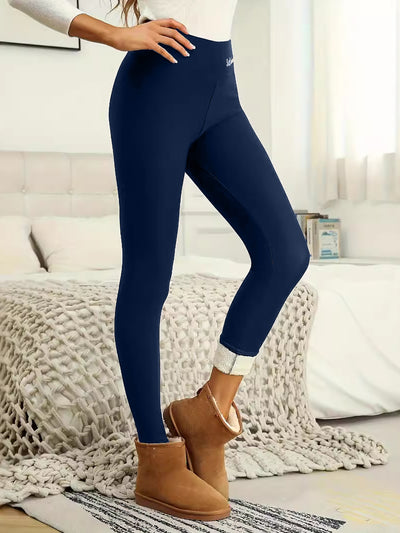 Fleece Thermal Solid Color Slim Fit Leggings