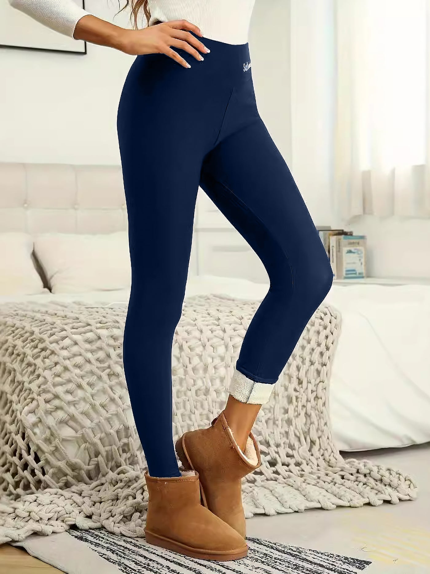 Allegra K Fleece Thermal Solid Color Slim Fit Leggings