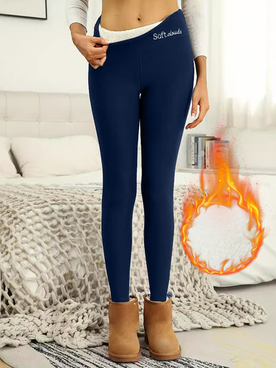 Fleece Thermal Solid Color Slim Fit Leggings