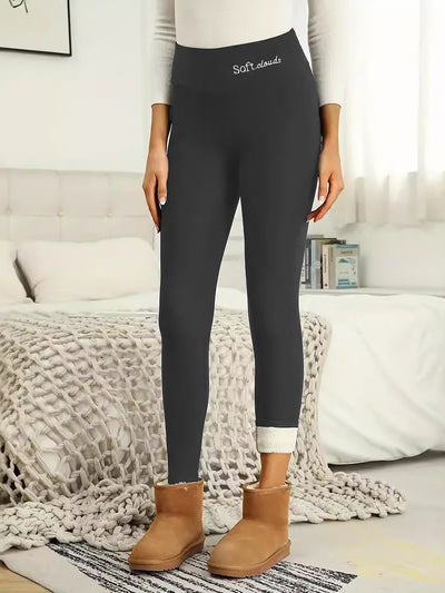 Fleece Thermal Solid Color Slim Fit Leggings