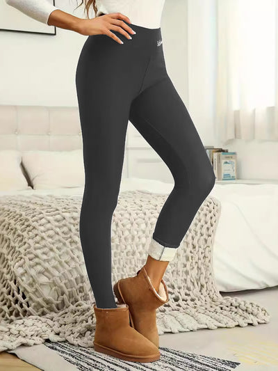 Fleece Thermal Solid Color Slim Fit Leggings