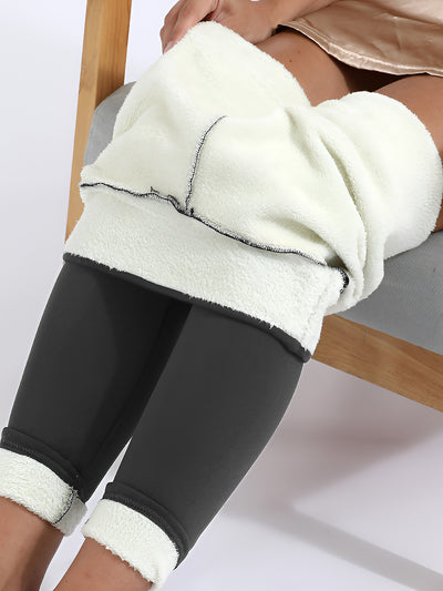 Fleece Thermal High Waist Solid Color Leggings