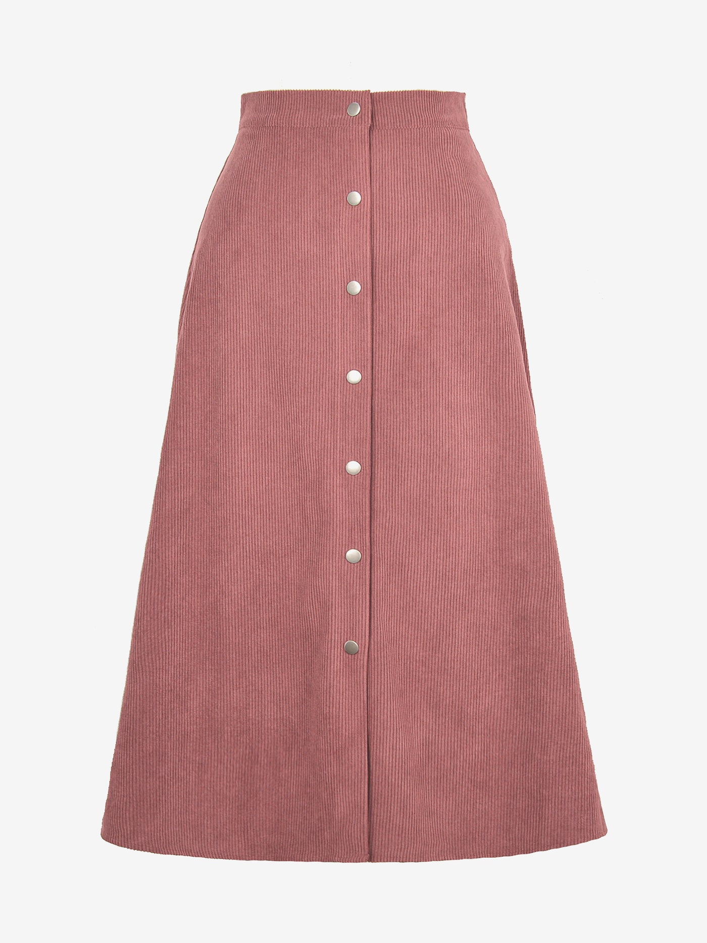 Allegra K Corduroy Buttoned Split Solid Color A-Line Midi Skirt