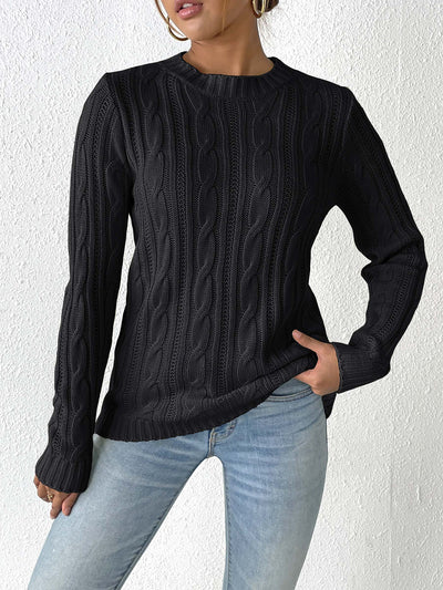 Twist Knit Solid Color Pullover Casual Sweater