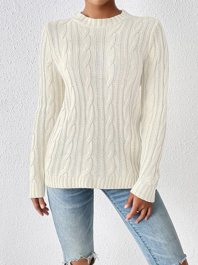 Allegra K Twist Knit Solid Color Pullover Casual Sweater