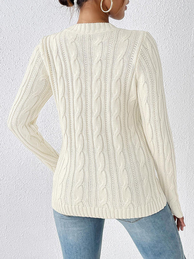 Twist Knit Solid Color Pullover Casual Sweater