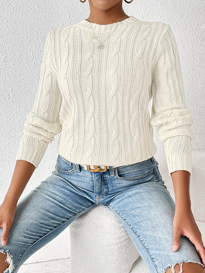 Twist Knit Solid Color Pullover Casual Sweater