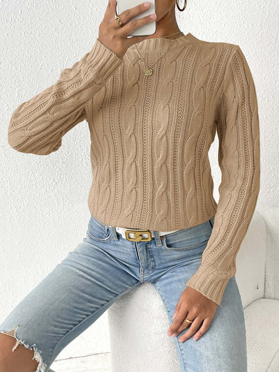 Twist Knit Solid Color Pullover Casual Sweater