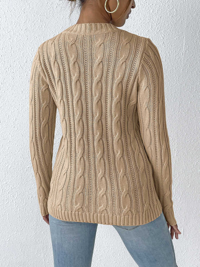 Twist Knit Solid Color Pullover Casual Sweater